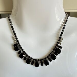 Vintage Weiss 16" Choker Black/Clear Rhinestones Silver